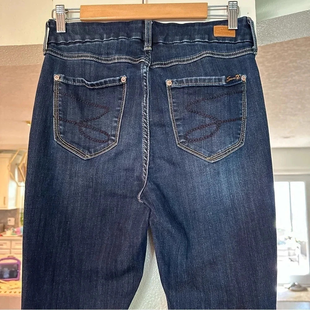 Seven7 High Rise Tummyless Skinny Dark Wash Denim Jeans Size 8 - Picture 4 of 12